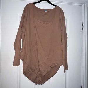 Tan/Burnt Orange, Square Neck Ribbed Bodysuit, Size 4X, Old Navy